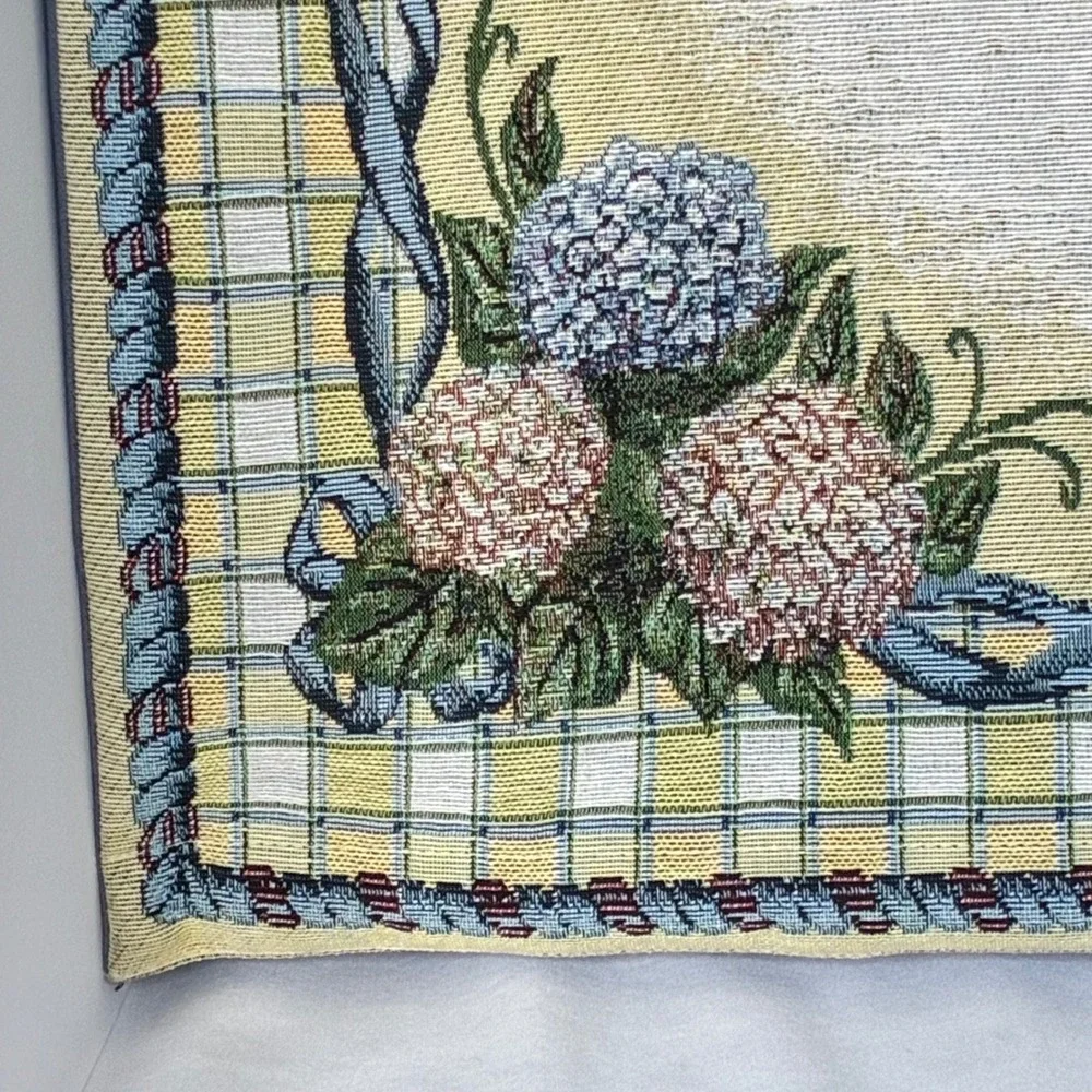 Lena Liu Floral Tapestry Wall Hanging Hydrangea Butterfly Cottage Shabby Chic